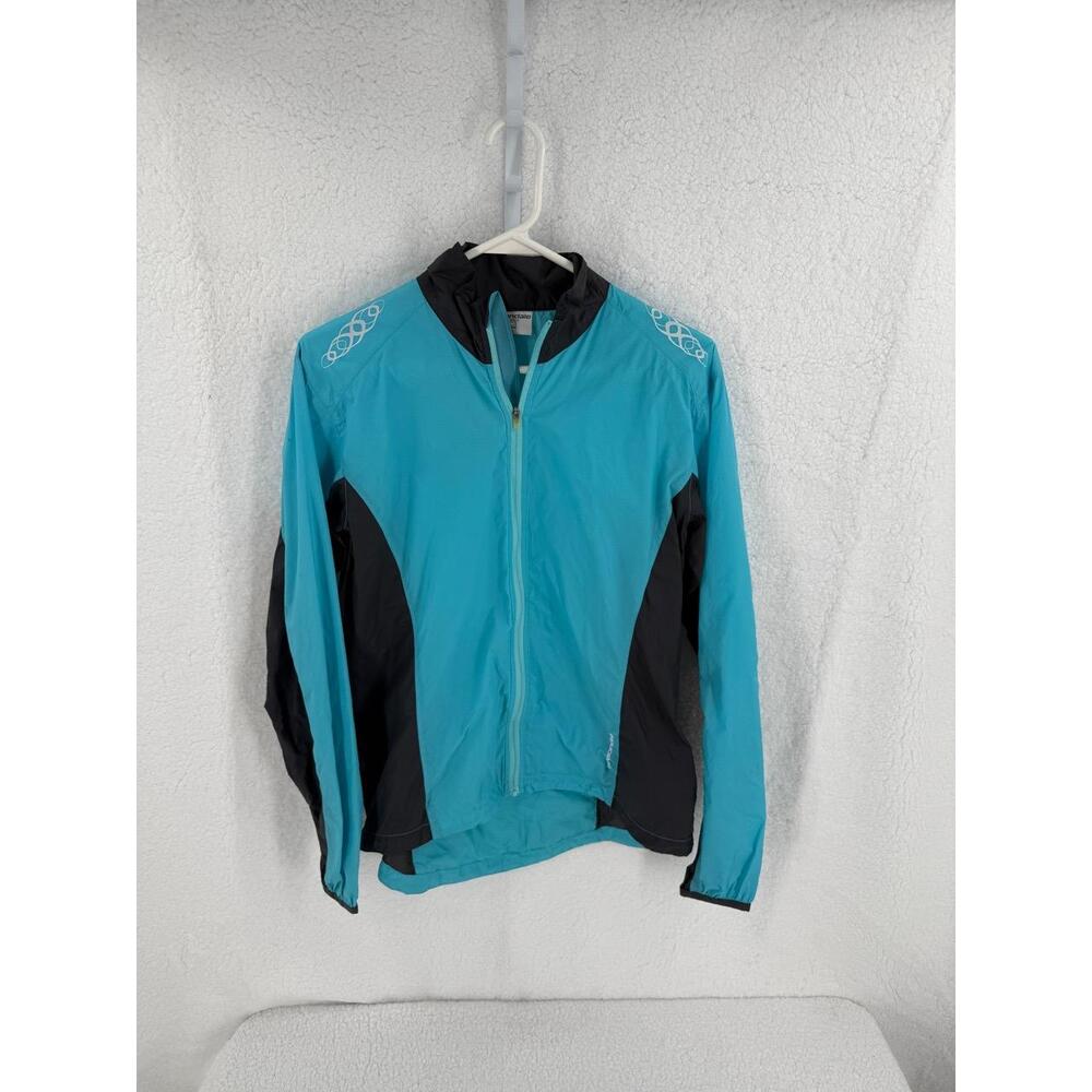 Cannondale Teal‎ Black Full Zip Reflective Accents Rear Pocket Jacket Medium